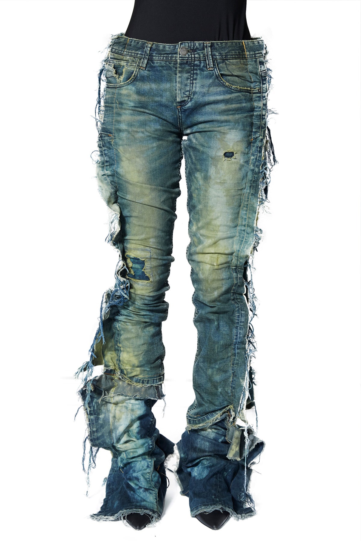 YAMA DENIM PANTS -LOW  RISE (GREEN WASHED)